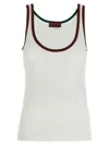 Gucci Women White Ribbed Top With Web Detail On The Edges In Cotton Woman