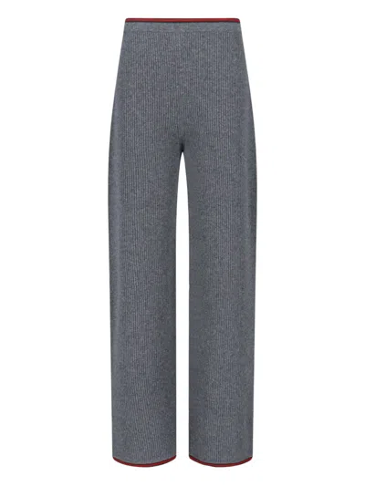 Gucci Womens Dusty Dark Grey Mc Ribbed Straight-leg Wool Knit Trousers In Gray