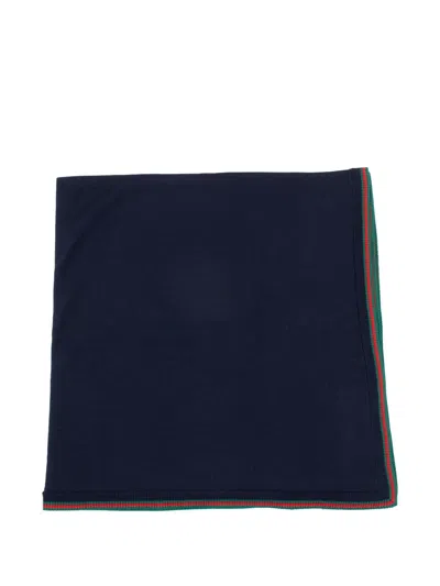 Gucci Ribbed-trim Wool Blanket In Black
