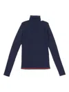 Gucci Ribbed Turtleneck Wool Sweater In Blue