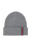 Gucci Ribbed Wool Hat Featuring Web Design In Gray