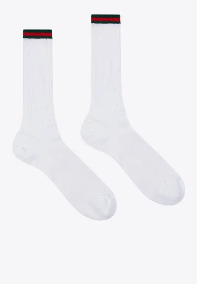 Gucci Ribbed Web Socks In White