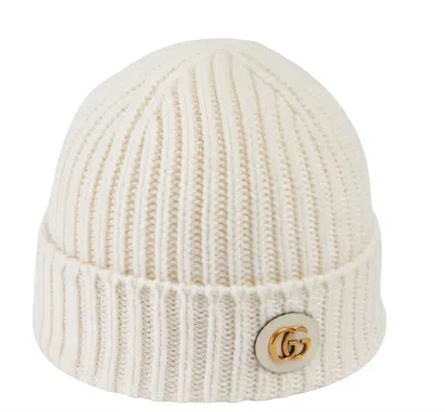 Gucci Double G Wool-blend Lamé Beanie In Beige