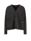 Gucci V-neck Long Sleeve Cardigan Front Pockets In Gray