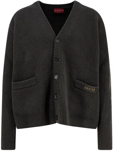 GUCCI RIBBED WOOL AND CASHMERE CARDIGAN