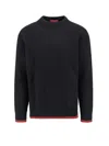 Gucci Black Crewneck Sweater With Web Detail In Ribbed Wool Blend Man