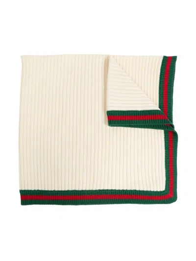 Gucci Ribbed Wool Blanket In Neutrals