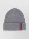 Gucci Ribbed Wool Hat Featuring Web Design