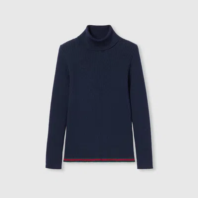 Gucci Ribbed Wool Sweater In Blue