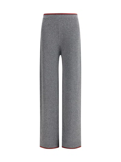 Gucci Womens Dusty Dark Grey Mc Ribbed Straight-leg Wool Knit Trousers In Gray
