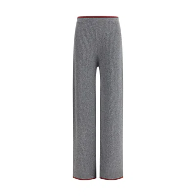 Gucci Womens Dusty Dark Grey Mc Ribbed Straight-leg Wool Knit Trousers In Gray