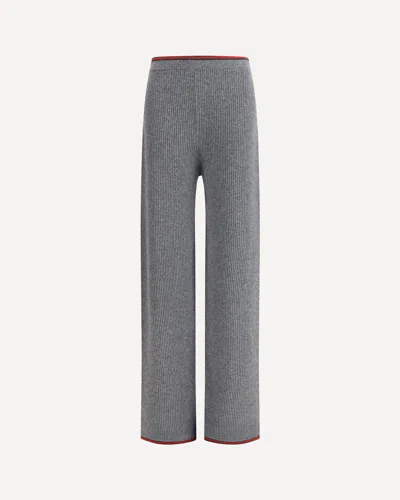Gucci Womens Dusty Dark Grey Mc Ribbed Straight-leg Wool Knit Trousers In Gray