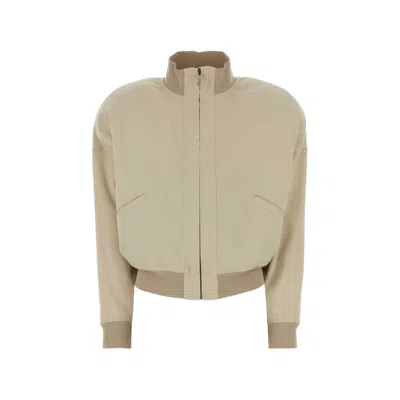 Gucci Ribbed-trim Zip-up Bomber Jacket In Neutral