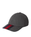 Gucci Canvas Baseball Hat With Web In Black