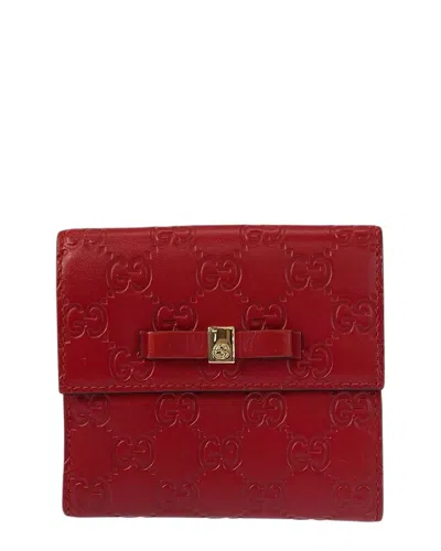 Gucci Ribbon Compact Wallet (authentic Pre-loved) In Burgundy