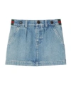 Gucci Denim Mini Skirt With Web In Blue