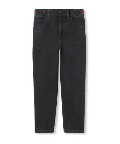Gucci Ribbon Denim Pants In Black
