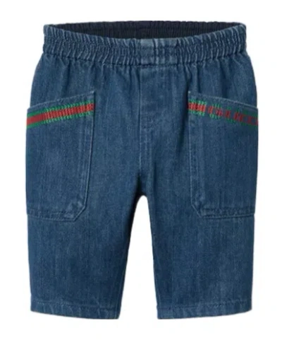 Gucci Ribbon Embroidered Jeans In Blue