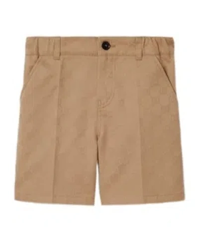 Gucci Ribbon Gg Cotton Shorts In Nude
