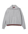 Gucci Grey Sweatshirt With Half Zip Closure And Web Detail On The Waist In Jersey Woman In Gray