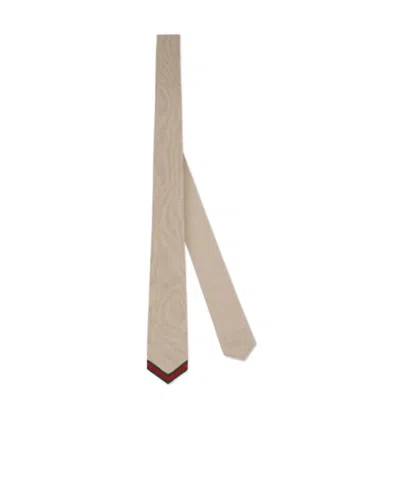 Gucci Ribbon Knitted Tie In Neutral