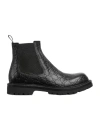 Gucci Black Leather Ankle Boot With Web Detail Men In Gray