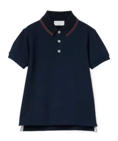 Gucci Ribbon Polo Shirt In Black