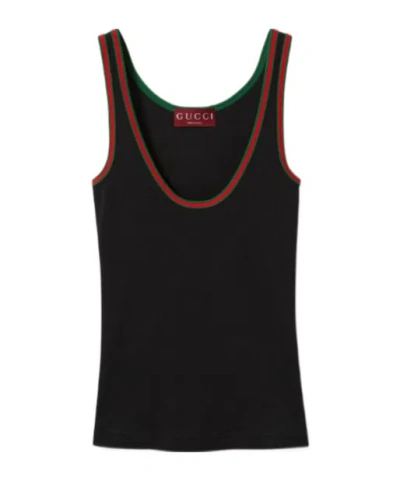 GUCCI GUCCI WEB DETAILED RIB TANK TOP