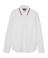 Gucci Web-stripe Trim Cotton Shirt In White