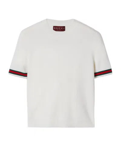 Gucci Web Detailed Extra Fine Top In White