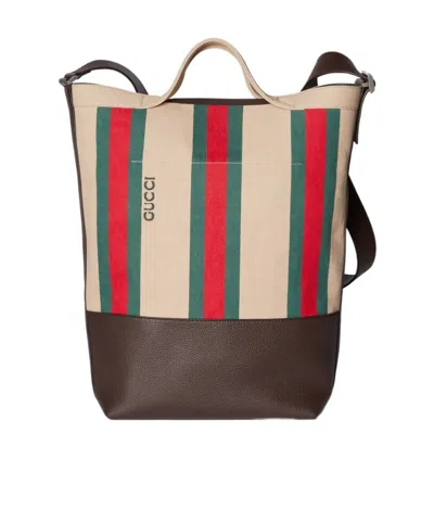 Gucci Ribbon Stripe Large Shoulder Bag In Multicolor