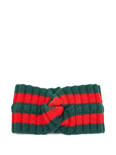 Pre-owned Gucci Rib-knit Twist Hairband In Green