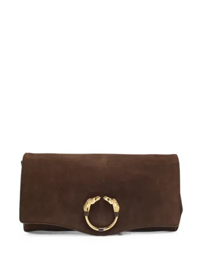 Pre-owned Gucci Ribot Horse Head Clutch Bag In Brown