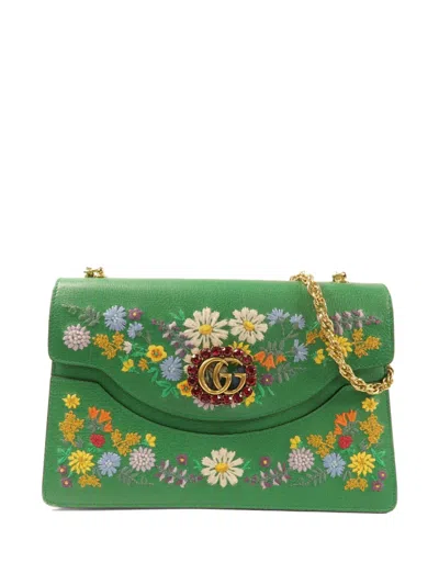 Pre-owned Gucci Ricami Shoulder Bag In Green
