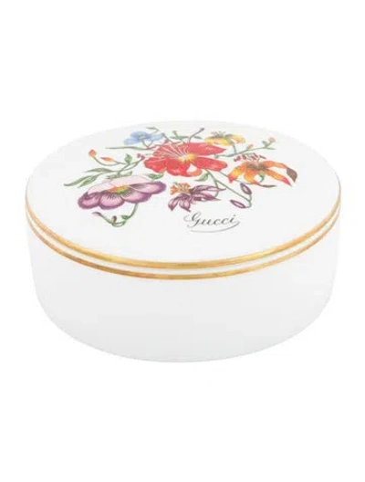 Pre-owned Gucci Richard Ginori Flora Box In White