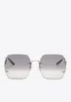 Gucci Gold And Black Hexagonal Sunglasses Women In Gray