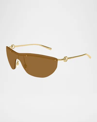 Gucci Rimless Metal Shield Sunglasses In Shiny Endura Gold