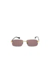 Gucci Rimless Rectangle-frame Sunglasses In Brown