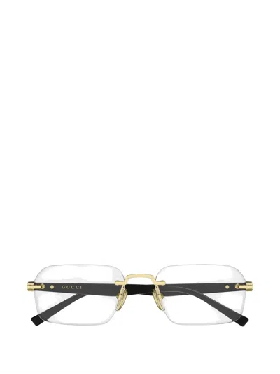 Gucci Rimless Rectangle-frame Glasses In Gold