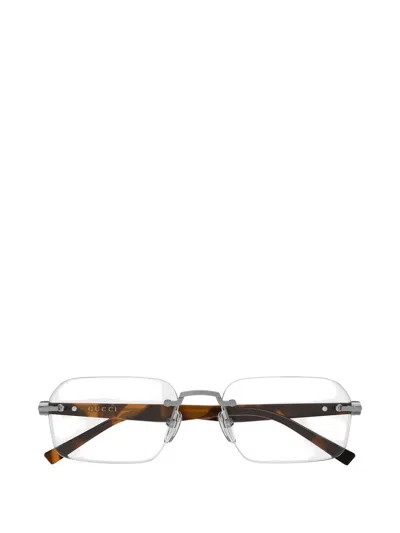 Gucci Rimless Rectangle-frame Glasses In Silver