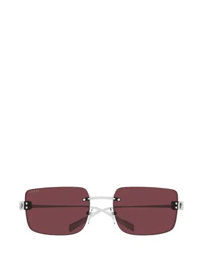 Gucci Rimless Rectangle-frame Sunglasses In Brown