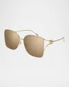 GUCCI RIMLESS SQUARE METAL SUNGLASSES