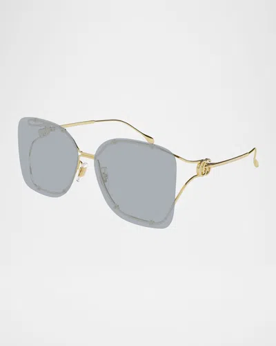 Gucci Rimless Square Metal Sunglasses In Multi