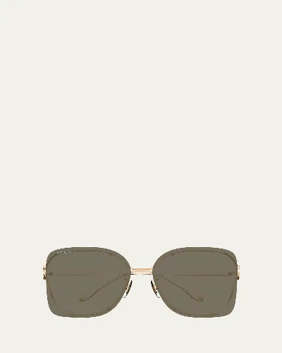 Gucci Rimless Square Metal Sunglasses In Shiny Rose Gold | ModeSens