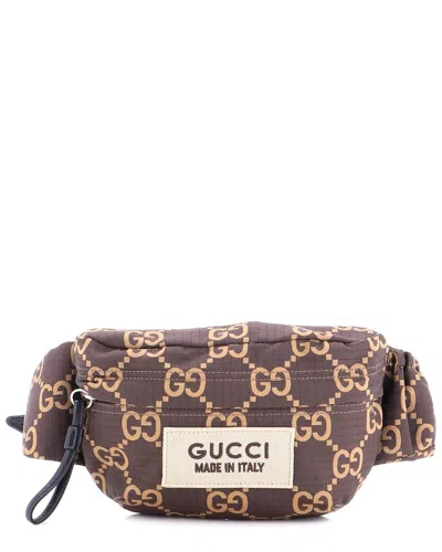 Gucci Ripstop Belt Bag Gg Nylon And Leather (authentic Pre-loved)