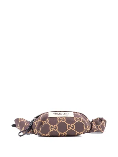 Pre-owned Gucci Ripstop Gg Nylon And Leather Belt Bag In Brown