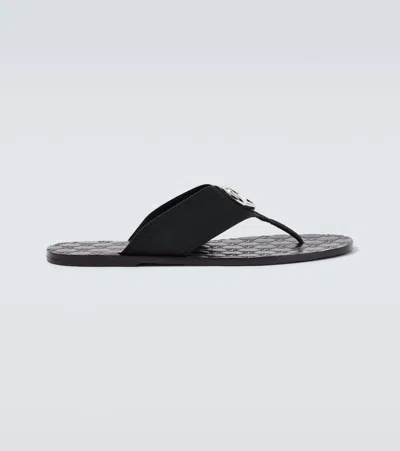 Gucci Riviera Double G Thong Sandals In Black