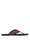 Gucci Web Stripe-embellished Flip Flops In Multi