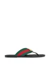Gucci Web Stripe-embellished Flip Flops In Black