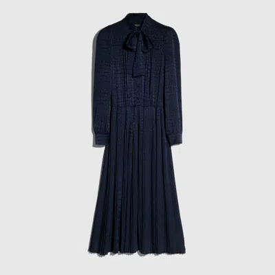 Gucci Robe Chemisier En Jacquard De Soie Motif Animalier In Bleu